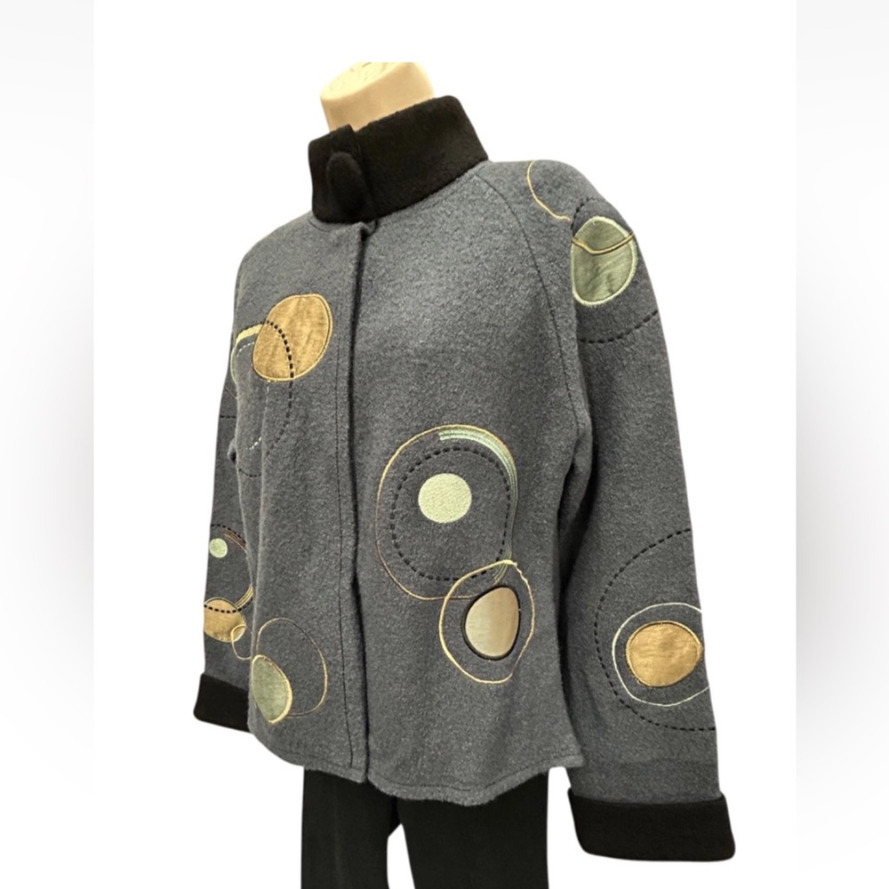CoVelo Sweater Jacket Women Medium Blue Art to Wear Cardigan Art Teacher - Picture 2 of 12